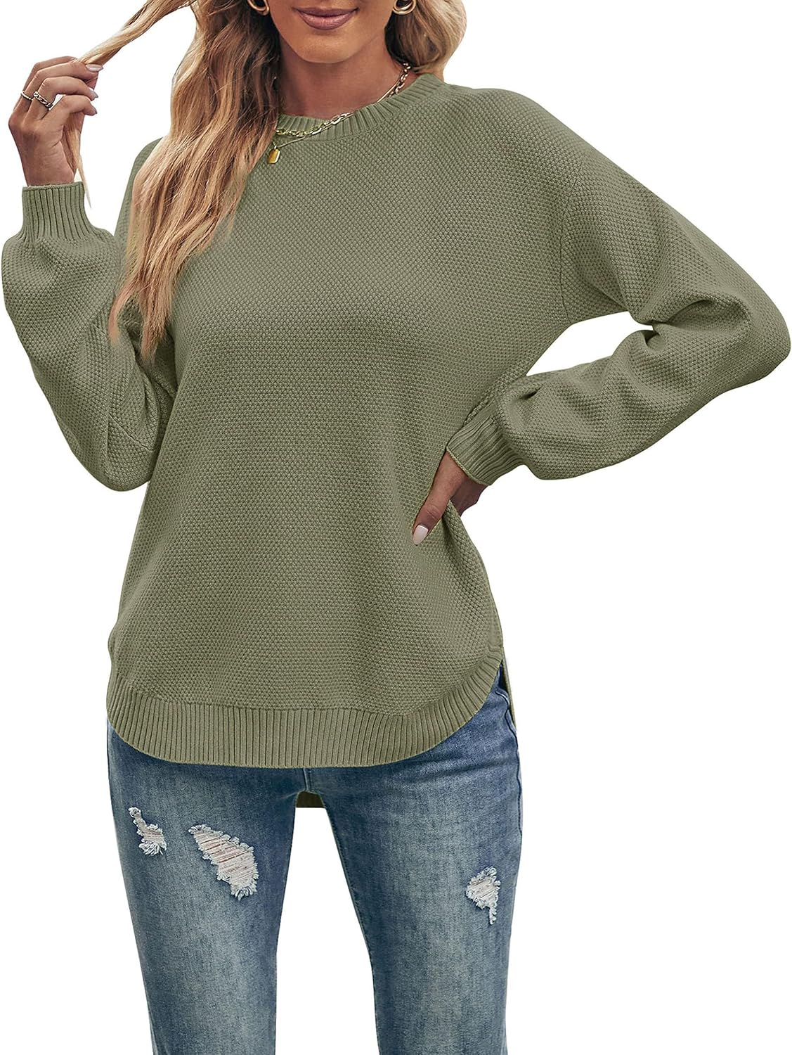 MEROKEETY Women's Fall Winter Sweaters Casual Loose Cozy Sweater Tops Pullover Jumper 2025 Fashion Outfits