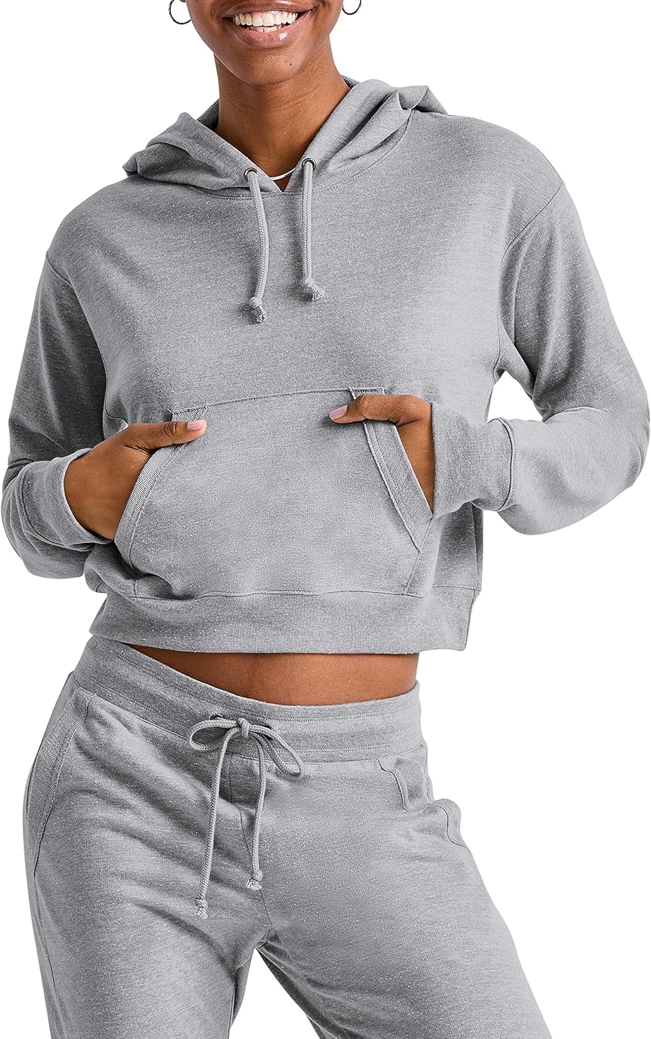 Hanes Women's Originals French Terry Cropped Hoodie, Pullover Hooded Sweatshirt