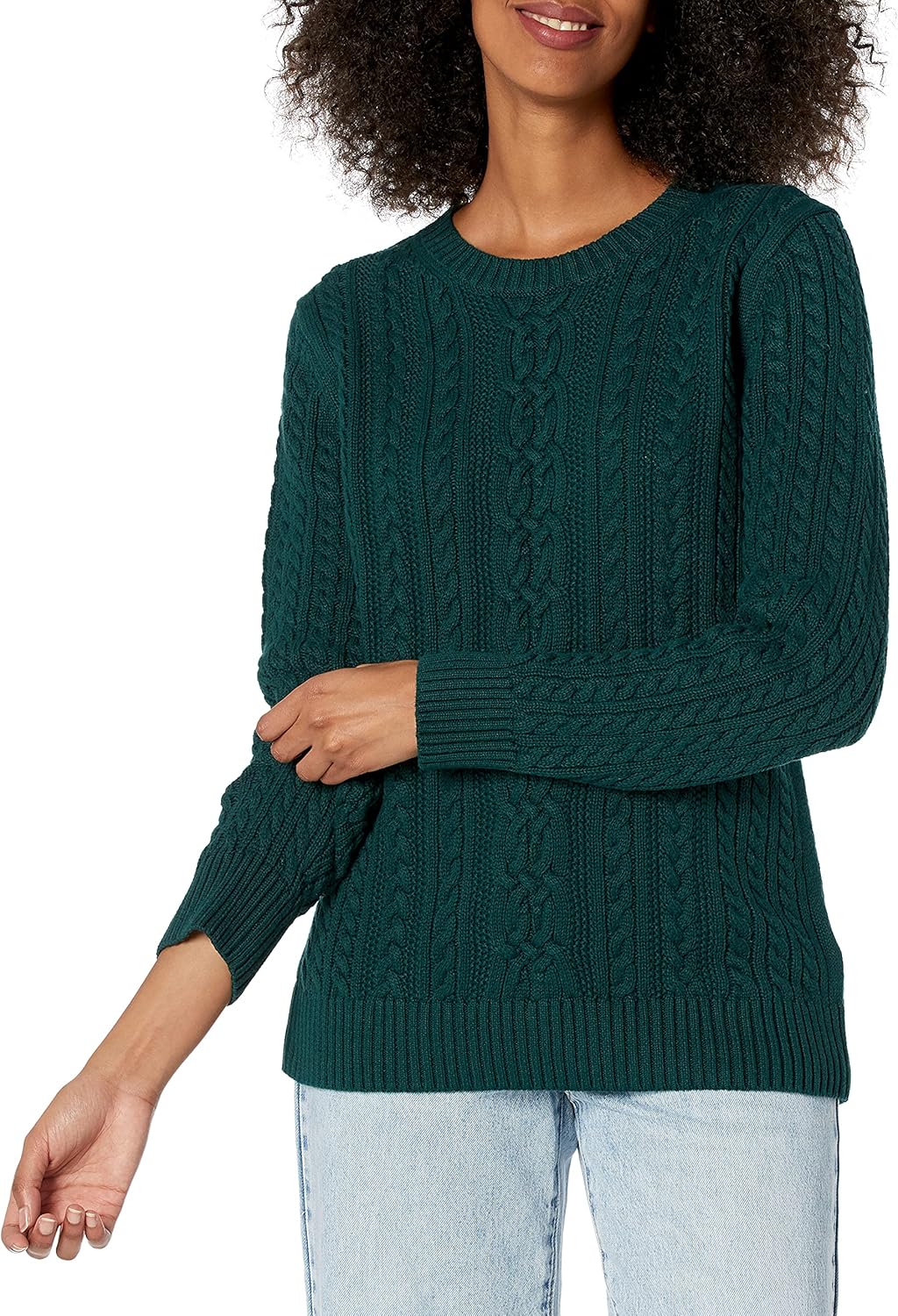 Amazon Essentials womens Soft Fisherman Cable Long-Sleeve Crewneck Sweater (Available in Plus Size)