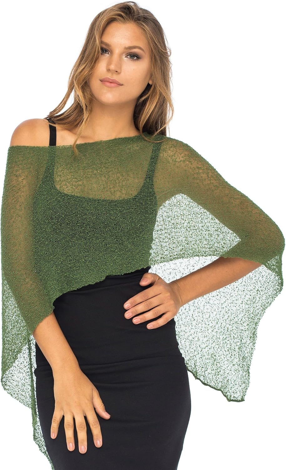Back From Bali Womens Sheer Poncho Shrug Bolero, Lightweight Summer Shrug Pullover Sweater