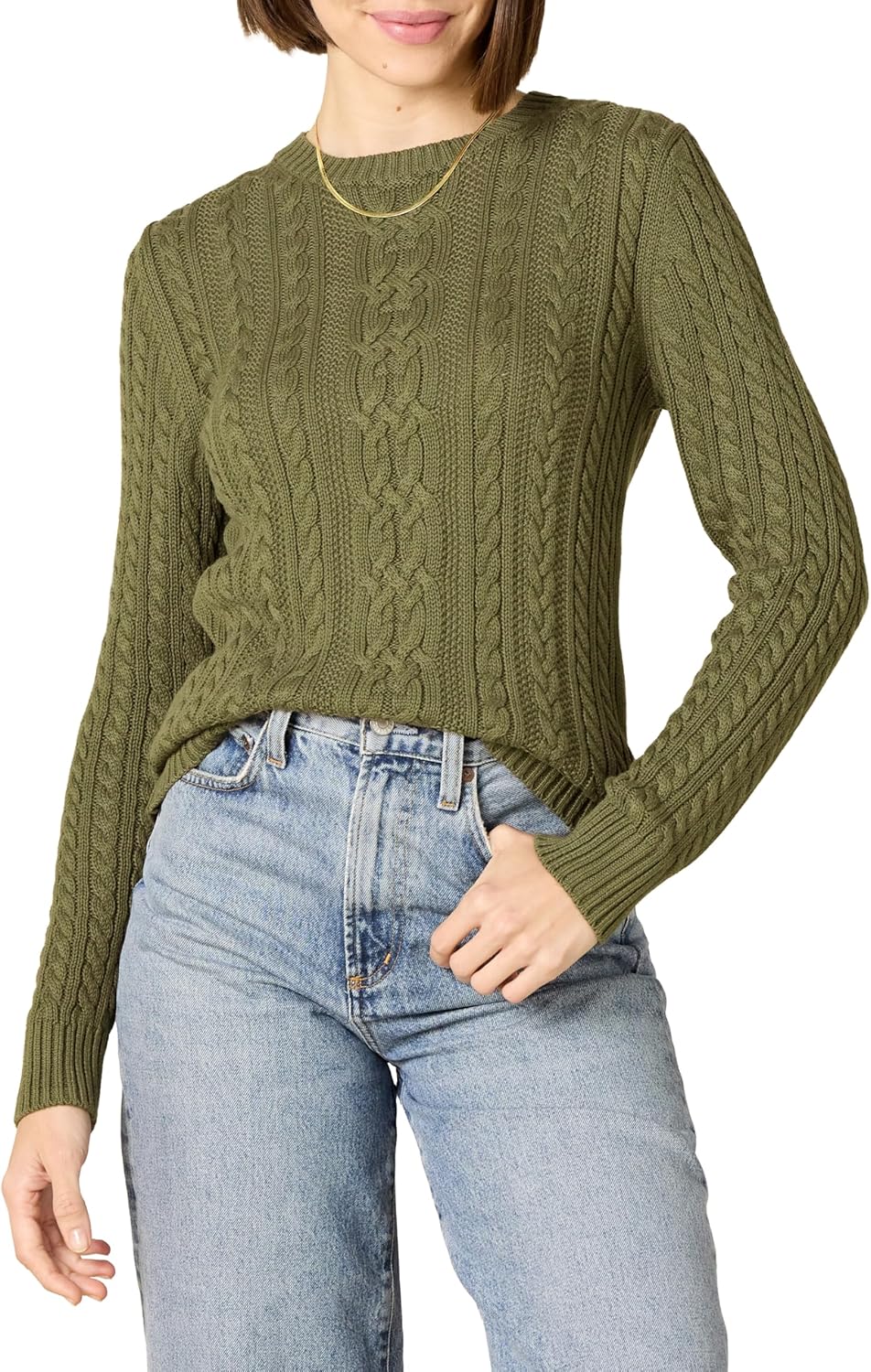 Amazon Essentials womens Soft Fisherman Cable Long-Sleeve Crewneck Sweater (Available in Plus Size)