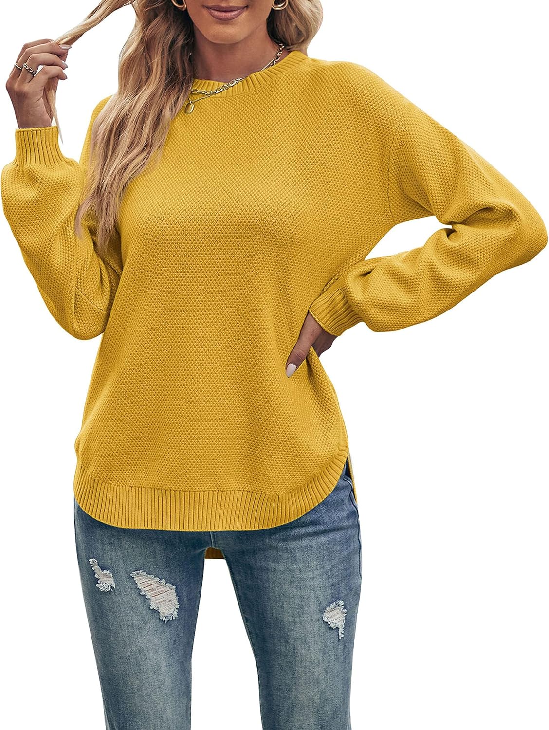 MEROKEETY Women's Fall Winter Sweaters Casual Loose Cozy Sweater Tops Pullover Jumper 2025 Fashion Outfits