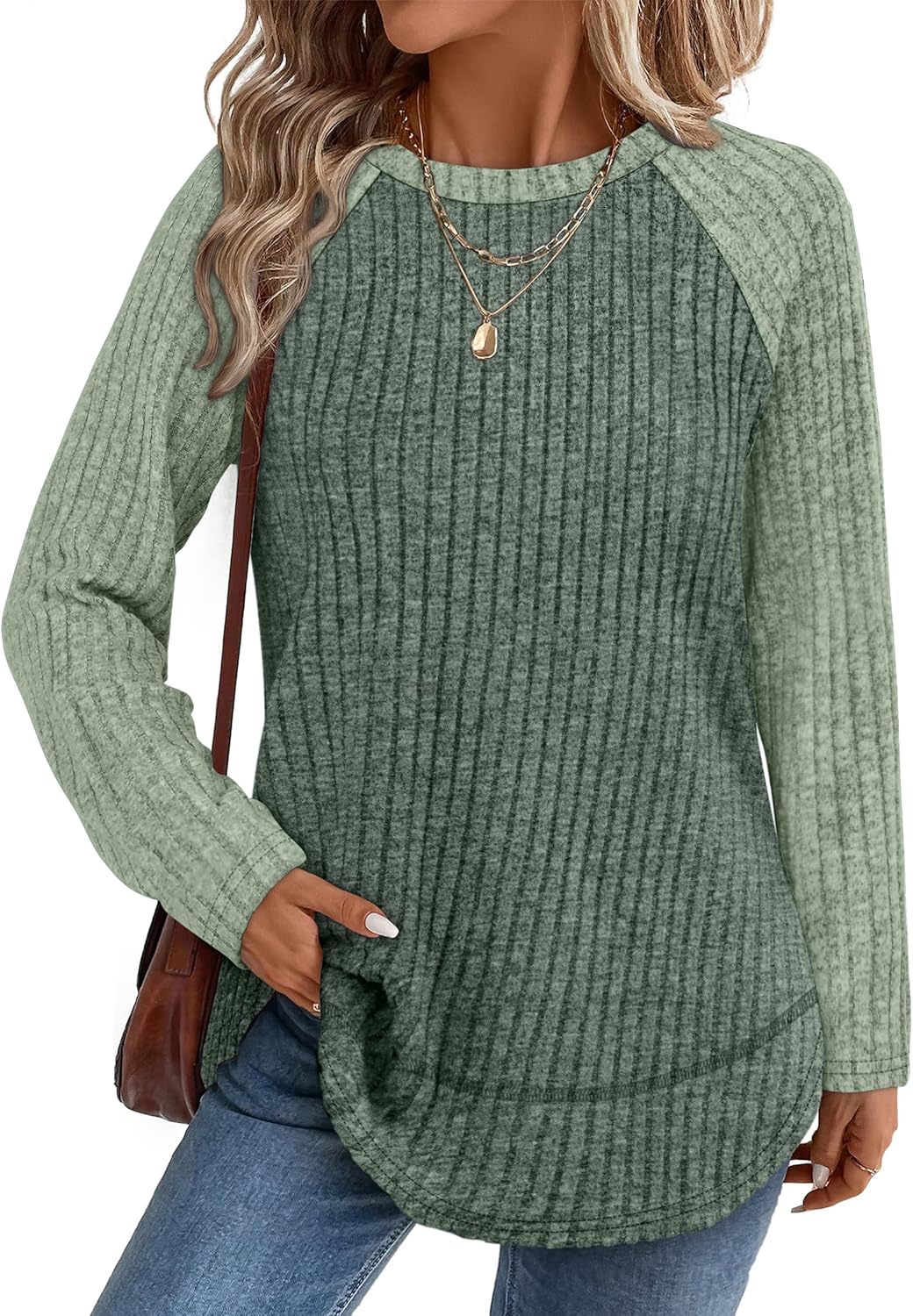 WIHOLL Long Sleeve Shirts for Women Fall Sweaters 2025 Lightweight Casual Tunic Tops Loose Fit Winter Clothing S-2XL