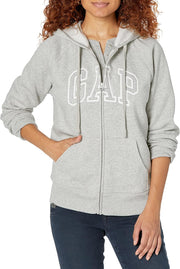 GAP womens Logo Hoodie Hooded Full Zip Sweatshirt