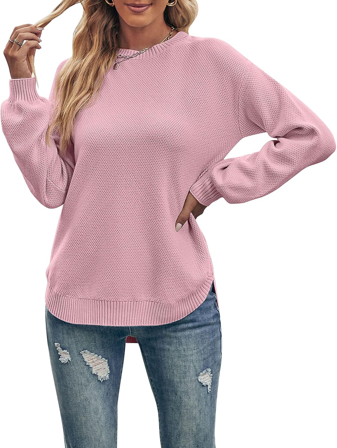 MEROKEETY Women's Fall Winter Sweaters Casual Loose Cozy Sweater Tops Pullover Jumper 2025 Fashion Outfits