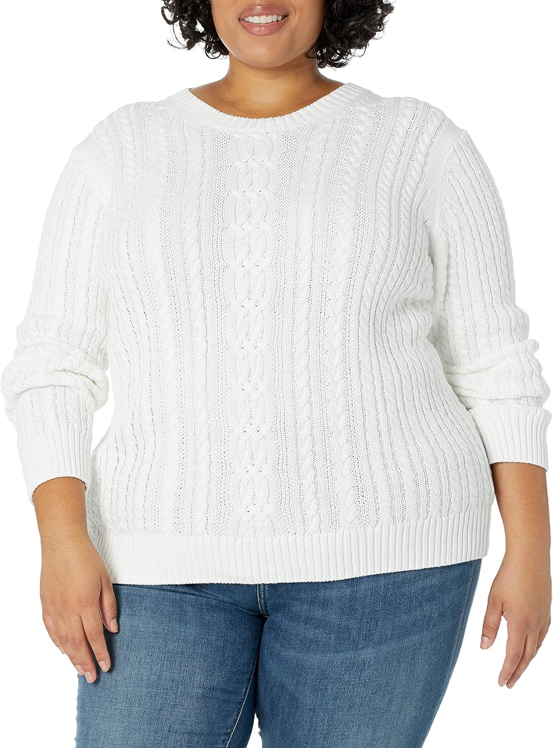 Amazon Essentials womens Soft Fisherman Cable Long-Sleeve Crewneck Sweater (Available in Plus Size)