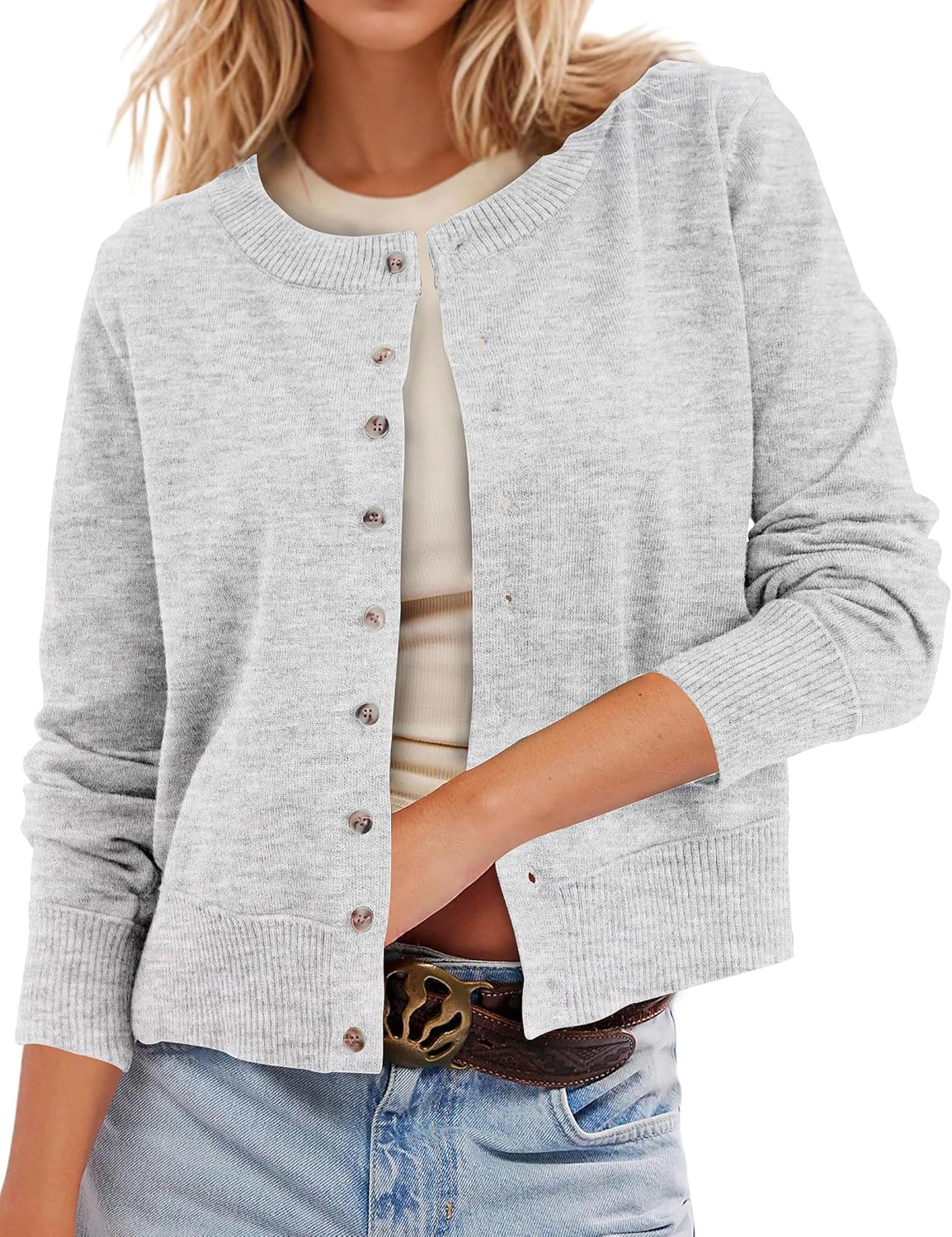 Leopard Cardigan Open Front Button Up Sweaters for Women Long Sleeve Shrug Cheetah Print Top Cropped Cardigan Jackets