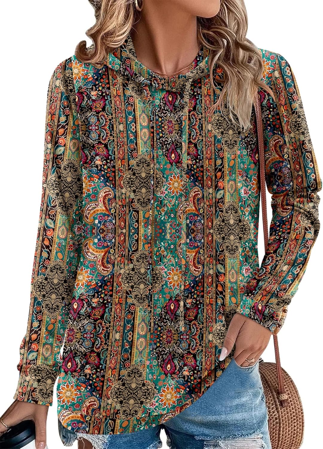 Angerella Hoodies for Women Camo Leopard Print Tops Pullover Hooded Sweatshirt Drawstring with Pocket