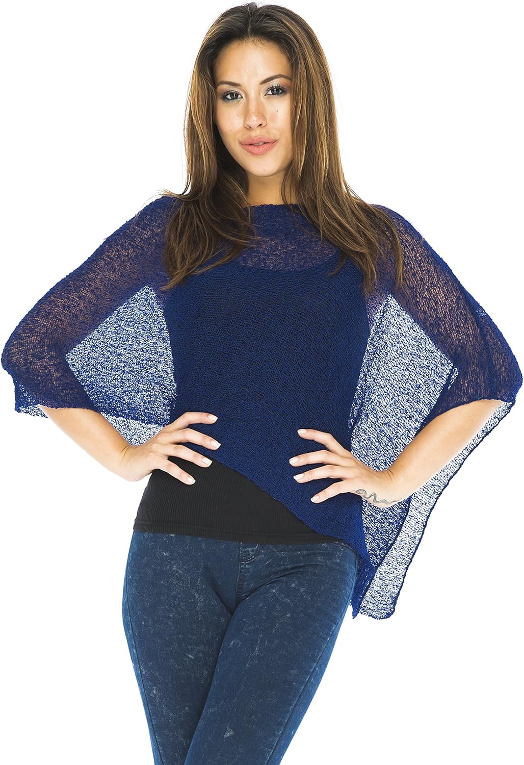 Back From Bali Womens Sheer Poncho Shrug Bolero, Lightweight Summer Shrug Pullover Sweater