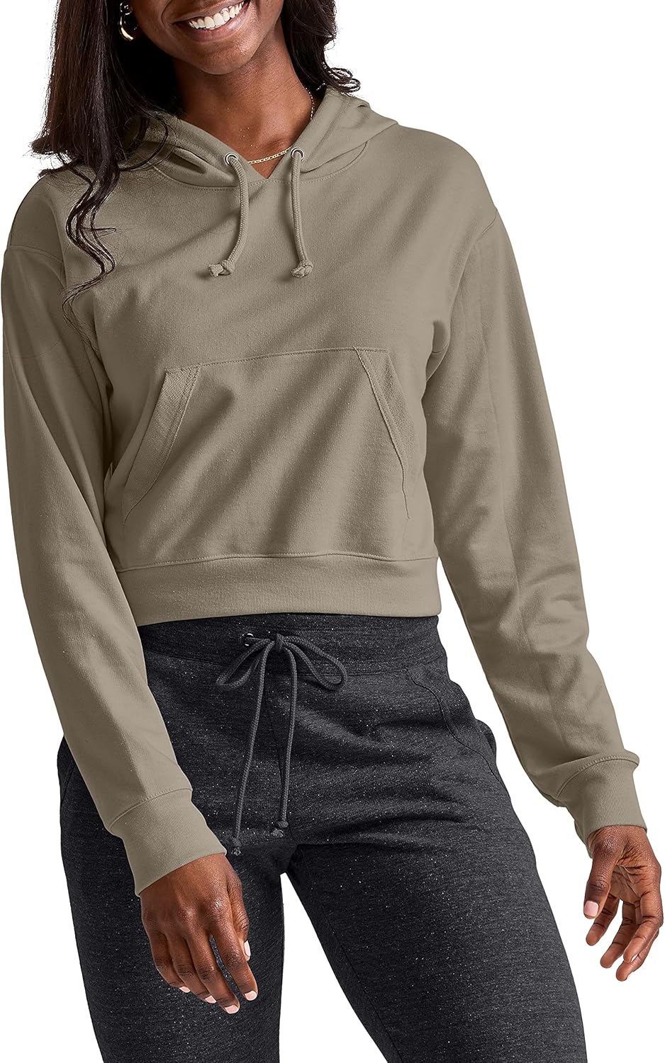 Hanes Women's Originals French Terry Cropped Hoodie, Pullover Hooded Sweatshirt