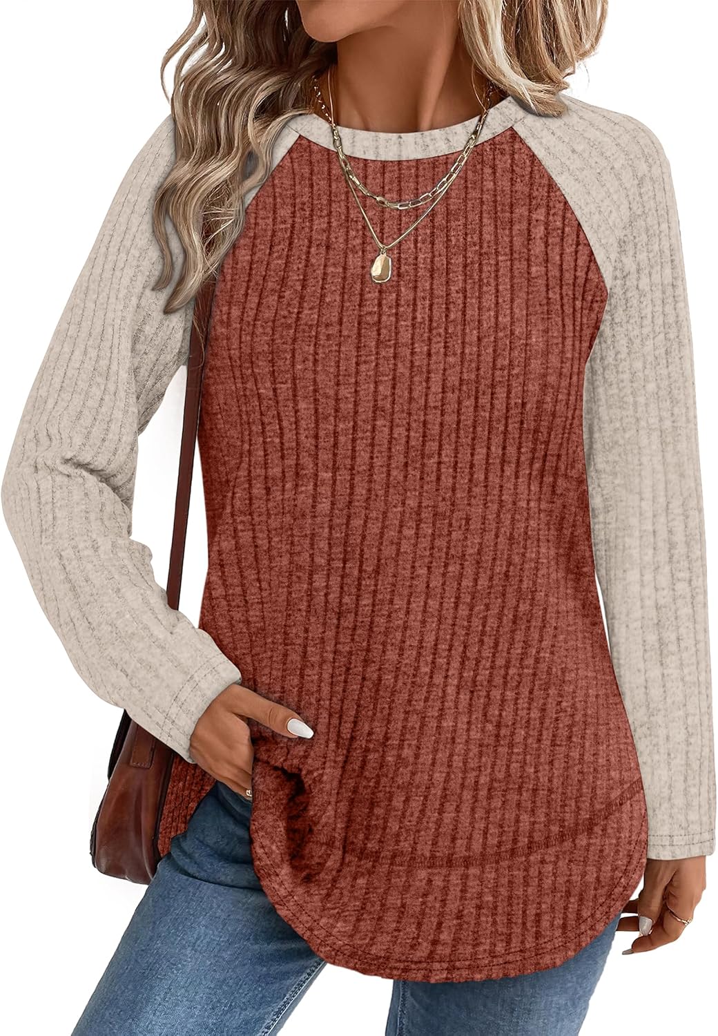 WIHOLL Long Sleeve Shirts for Women Fall Sweaters 2025 Lightweight Casual Tunic Tops Loose Fit Winter Clothing S-2XL
