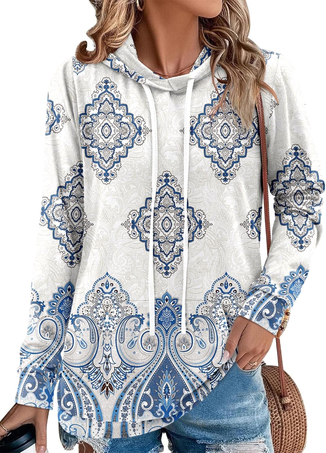 Angerella Hoodies for Women Camo Leopard Print Tops Pullover Hooded Sweatshirt Drawstring with Pocket