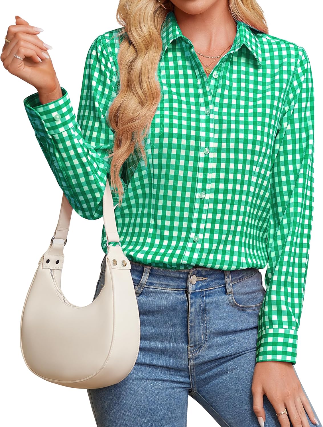 Button Down Shirts for Women Wrinkle Free Dress Shirt Classic Fit Long Sleeve Casual Business Blouse Work