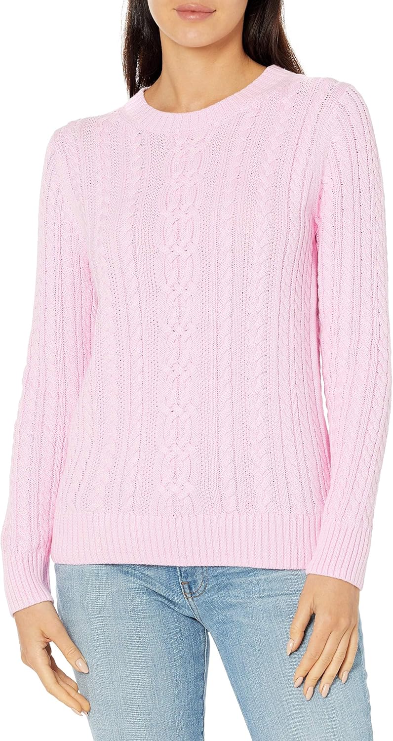 Amazon Essentials womens Soft Fisherman Cable Long-Sleeve Crewneck Sweater (Available in Plus Size)